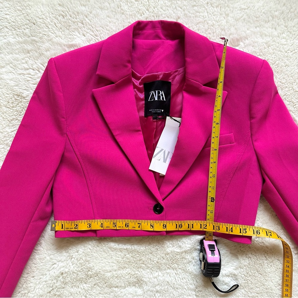 ZARA Cropped Blazer in Bright Fuchsia - Picture 7 of 10